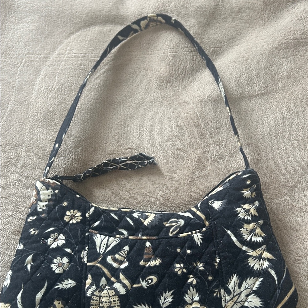 Vera Bradley Black and Cream Floral Shoulder Bag